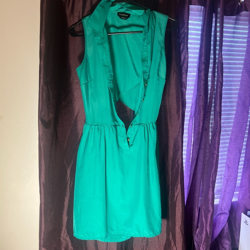 bebe Teal Sleeveless Mini Dress